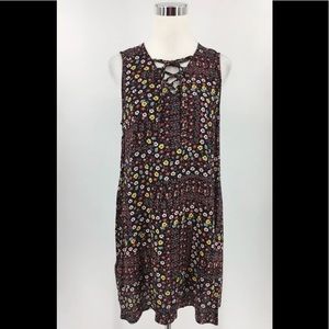 BCBGMAXAZRIA Womens Floral Lace-Up‎ Shift Dress
